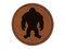 Hairy Bigfoot Sasquatch Standing Silhouette Round Iron-On Engraved Faux Leather Patch Applique - 2.5"